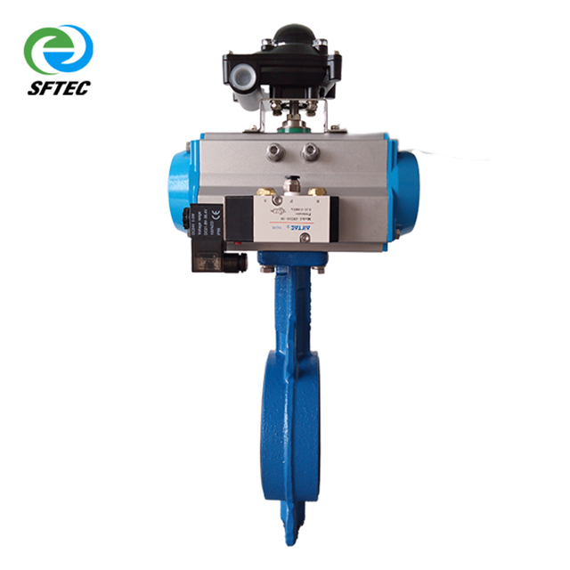 3. pneumatic wafer butterfly valve w solenoid valve and limit switch DI+CF8+EPDM - DN100 -G0001 (2) 