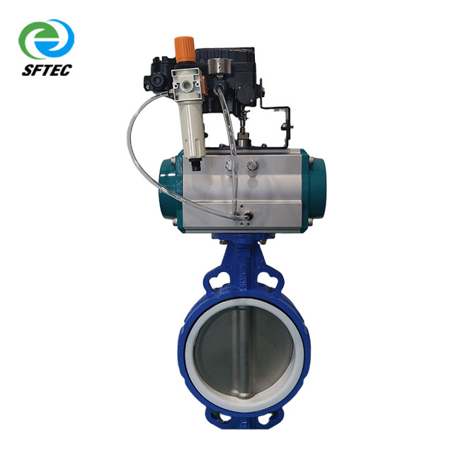 7. pneumatic wafer butterfly valve w positioner and filter DI+CF8+PTFE DN200(7)-G0005 