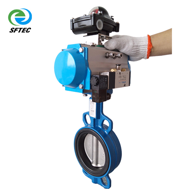 3. pneumatic wafer butterfly valve w solenoid valve and limit switch DI+CF8+EPDM - DN100 -G0001 (3) 