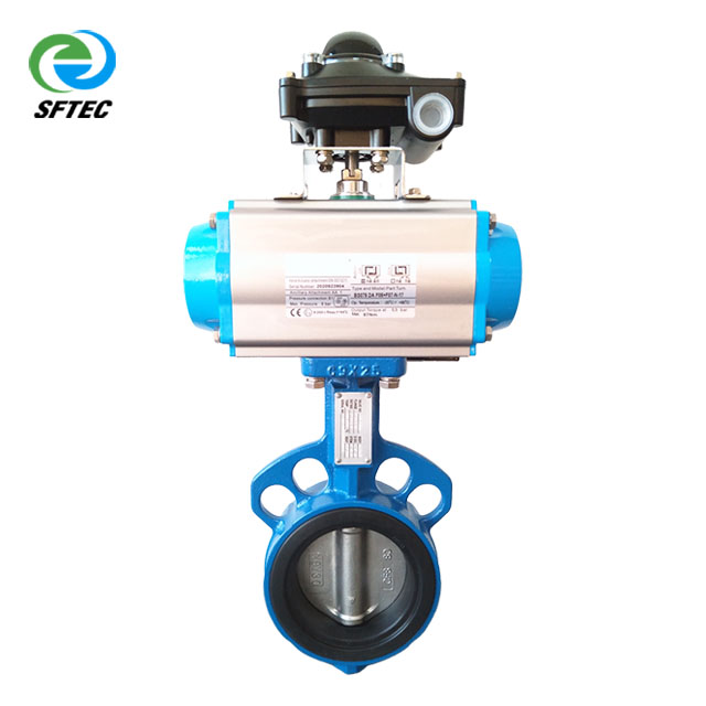 3. pneumatic wafer butterfly valve w solenoid valve and limit switch DI+CF8+EPDM - DN80 -G0001 (1) 