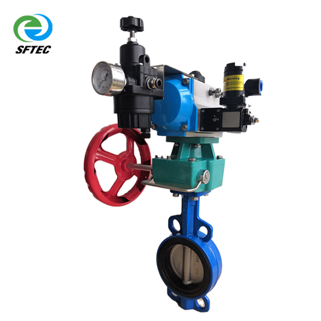 6. pneumatic wafer butterfly valve w cluth Ductile iron +CF8+EPDM DN100(2)-G0001 