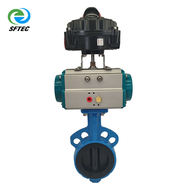 4. pneumatic wafer butterfly valve w EX limit switch DI+NYLON+NBR DN80 - G0001 