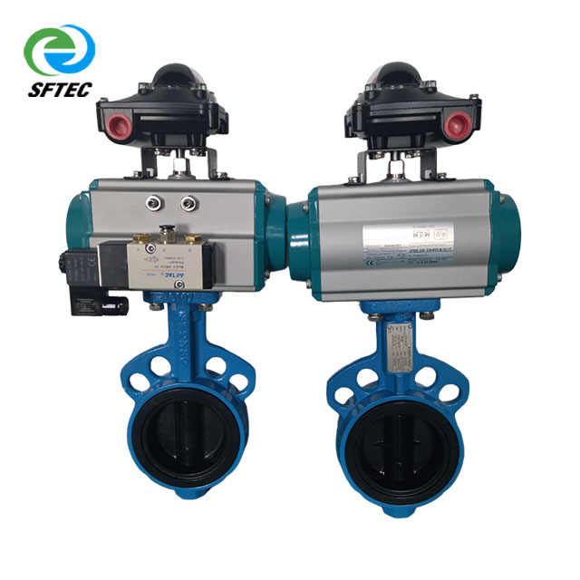 3.pneumatic wafer butterfly valve w solenoid valve and limit switch DI+NYLON+NBR DN80 (2)-G0001 