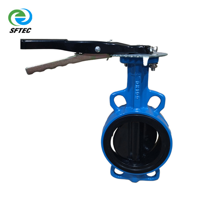 2.lever wafer butterfly valve DI+NYLON+NBR DN100 (2)-- G0001 