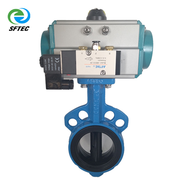 2. pneumatic wafer butterfly valve w solenoid valve DI+NYLON+NBR DN80 (2)-G0001 