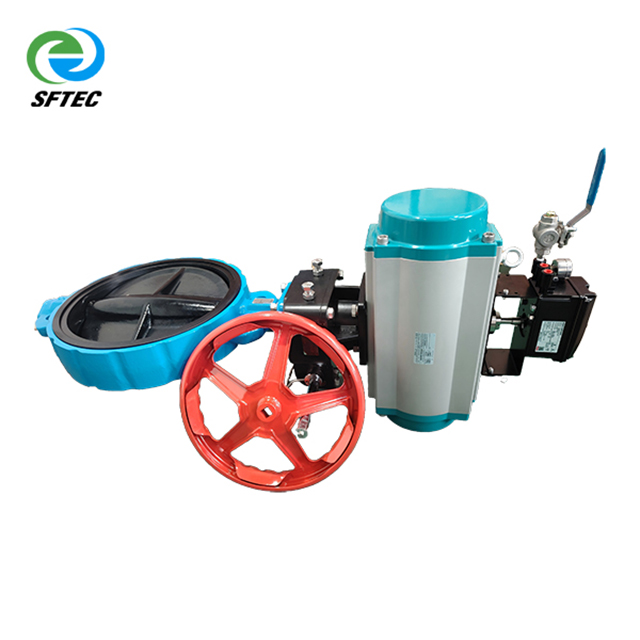 6. pneumatic wafer butterfly valve w cluth Ductile iron +Nylon+NBR DN400 -G0001 (3) 