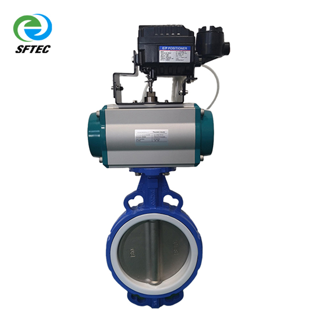 7. pneumatic wafer butterfly valve w positioner and filter DI+CF8+PTFE DN200(6)-G0005 