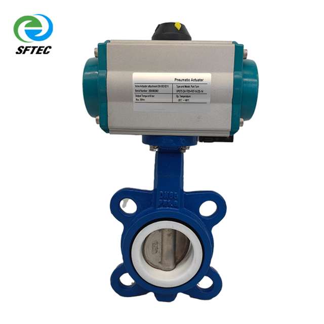 2.pneumatic wafer butterfly valve w solenoid valve DI+CF8+PTFE DN65(2)-G0005 